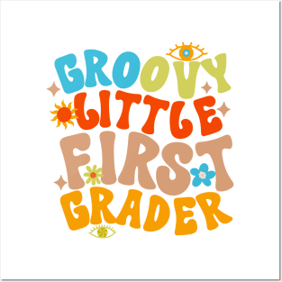 Groovy Little First Grader First Day of School Posters and Art
